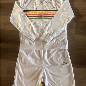 Sergio Tacchini Varena White Tracksuit shorts set with Colorful Stripes XXL.